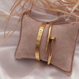 Gold Color Nail And Cartier Bracelet Set